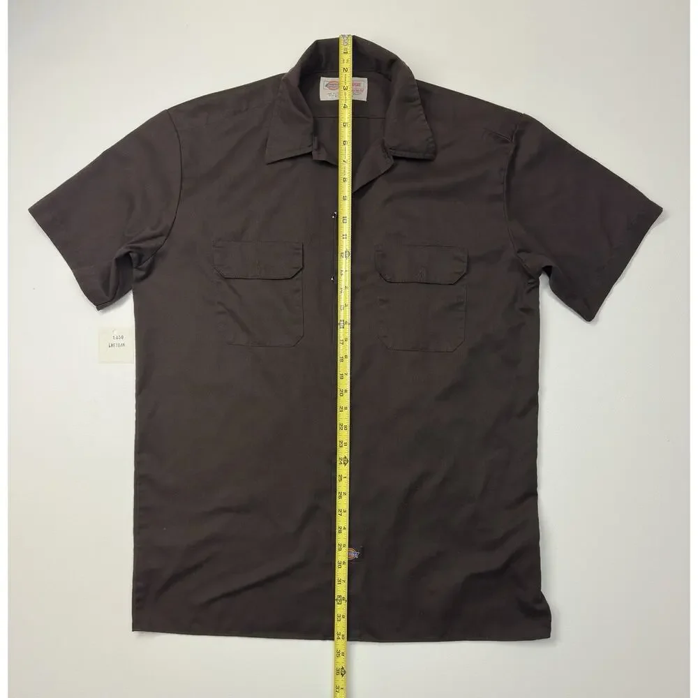 Used Dark Brown Dickies Men's Short Sleeve Work Shirt Large